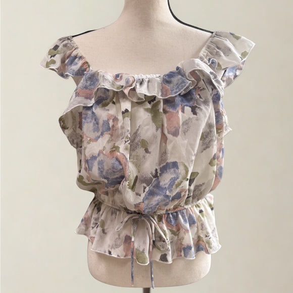 Saints & Hearts Tops - Saints & Hearts Elegant Floral Ruffle Blouse